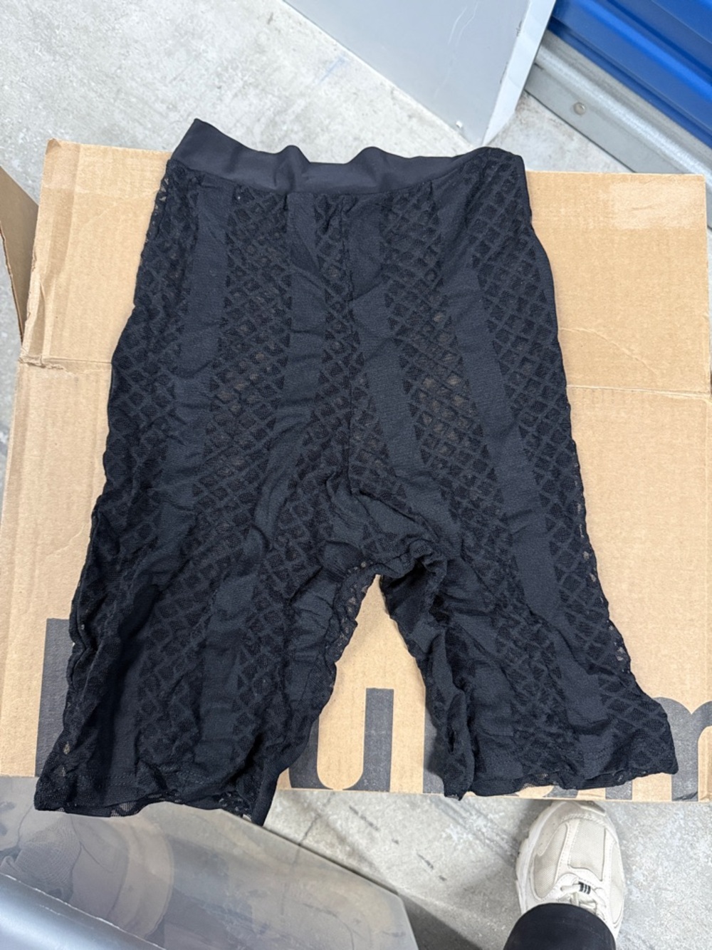 Black Textured High-Waist Women's Biker Shorts
